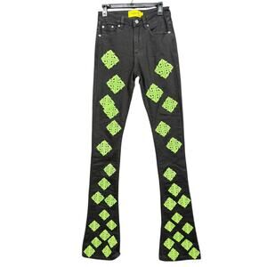 Guapi Premium Flare Jeans Mens Size 28 Embroidered Designer Pants Streetwear